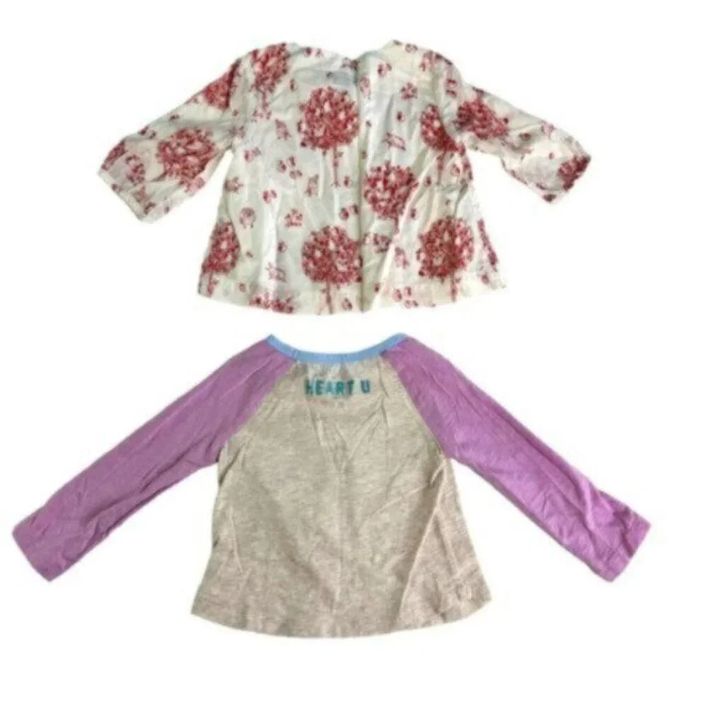 Baby GAP | 2 Piece Top Set Red & White Peasant Glitter Heart Henley Baby 12-18 M